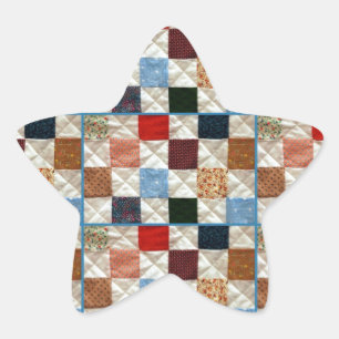 Colorful quilt squares pattern star sticker