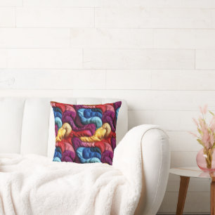 Colorful Quilted Fabric Pattern Throw Pillow