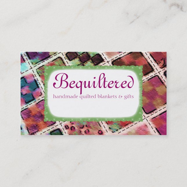 Colorful quilter blocks quilting sewing stitching business card (Front)