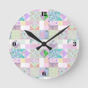 Colorful quilting clock sewing room decor