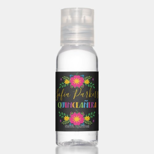 Colorful quinceaera mexican fiesta party favor hand sanitizer
