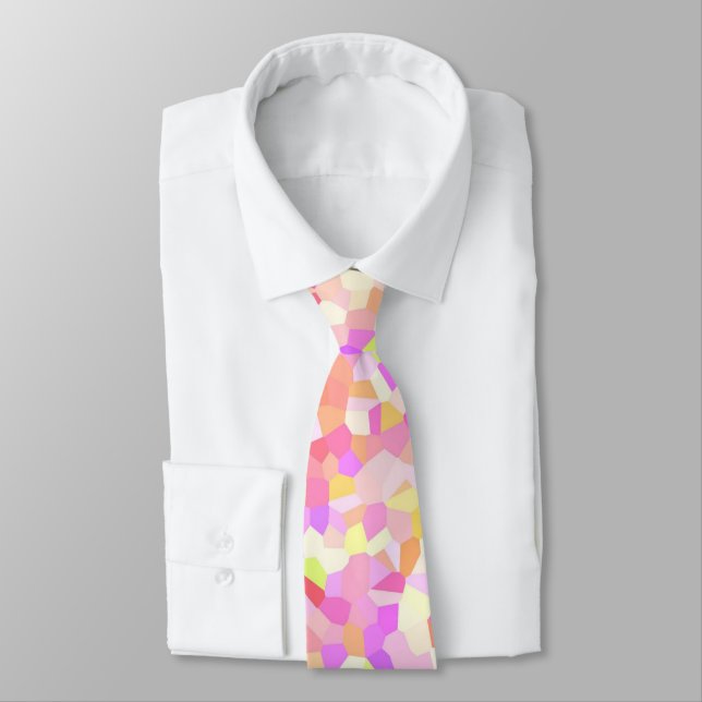 Colorful Quirky Boho Funky Groovy Sprinkle Mosaic Neck Tie (Tied)