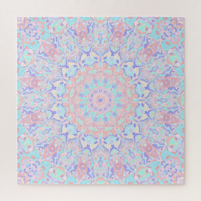 Colorful Quirky Boho Hippie Retro Pastel Mandala Jigsaw Puzzle (Vertical)