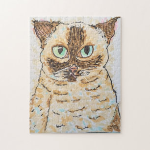 Colorful Quirky Cat Portrait Jigsaw Puzzle