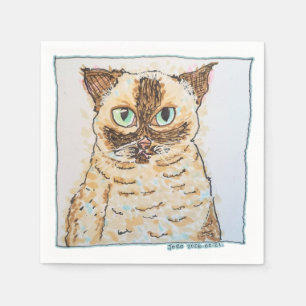 Colorful Quirky Cat Portrait Napkins