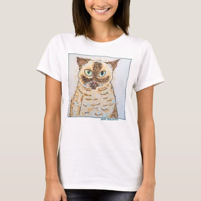 Colorful Quirky Cat Portrait T-Shirt (Front)