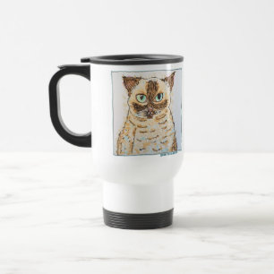 Colorful Quirky Cat Portrait Travel Mug