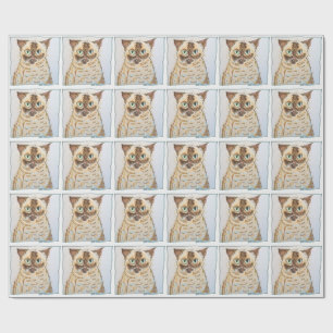 Colorful Quirky Cat Portrait Wrapping Paper