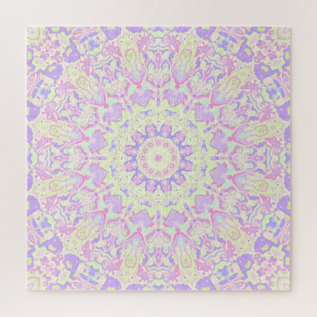 Colorful Quirky Groovy Boho Hippie Retro Mandala Jigsaw Puzzle (Vertical)