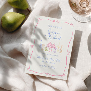 Colorful & Quirky Hand Drawn Save the Date Invitation