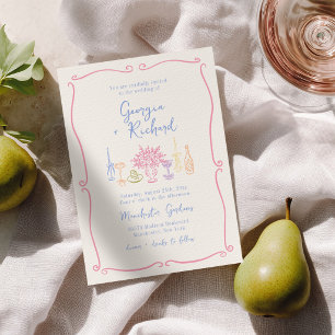 Colorful & Quirky Hand Drawn Wedding Invitation