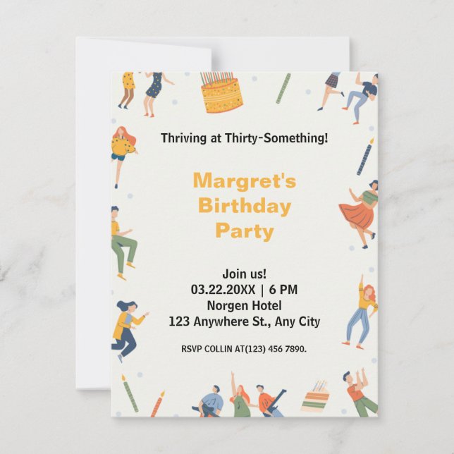 Colorful quirky music dance and cute cake birthday (Front)