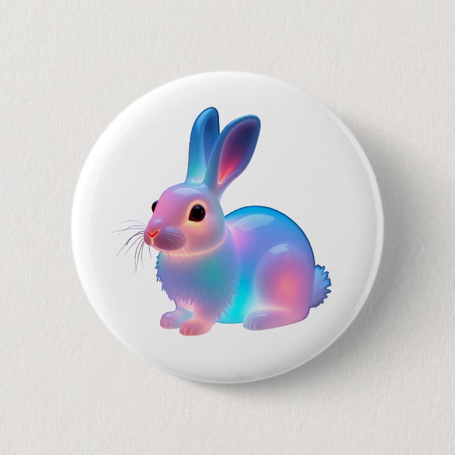 Colorful Rabbit Art Button (Front)