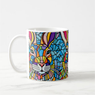 Colorful rabbit coffee mug