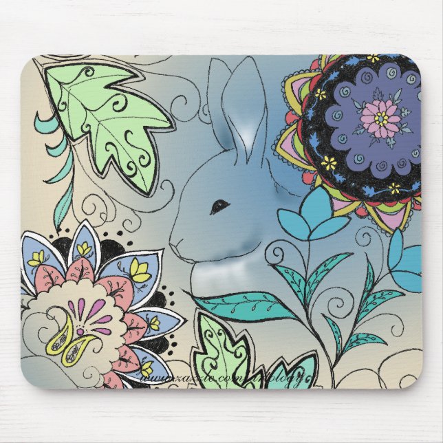 Colorful Rabbit Mouse Pad (horizontal) (Front)