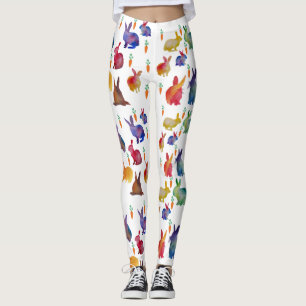 Colorful Rabbits Carrots Happy Custom Leggings