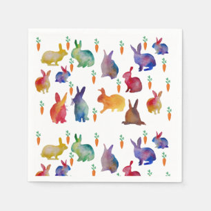 Colorful rabbits Easter  Cocktail Paper Napkins