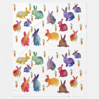 Colorful rabbits Easter Fleece Blanket