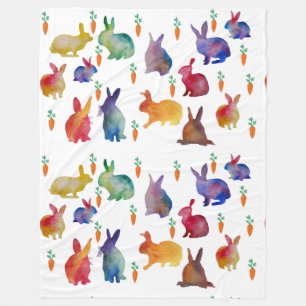 Colorful rabbits Easter Fleece Blanket