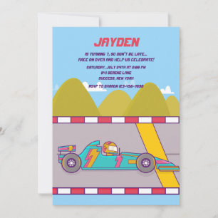 Colorful Race Car Invitation