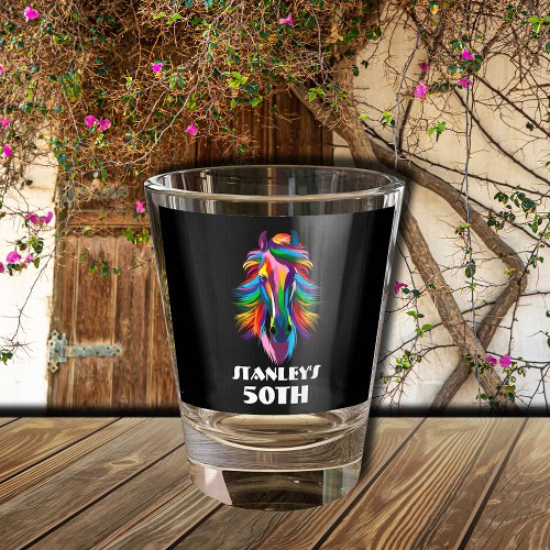 Colorful Racehorse Birthday Shot Glass