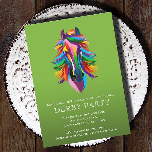 Colorful Racehorse Derby Party Invitation