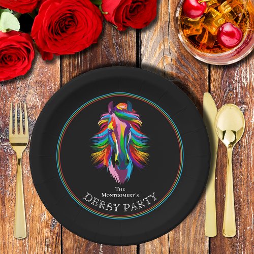 Colorful Racehorse Derby Party Paper Plates