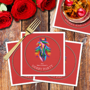 Colorful Racehorse Derby Party Red Napkins