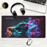 Colorful Racing Car Modern Personalized Name Desk Mat<br><div class="desc">Colorful Racing Car Modern Personalized Name Desk Mat features a colorful modern racing sports car with your personalized name in a simple modern script. Perfect gift for family and friends for birthday, Christmas, Father's Day, Grandparents, brother, husband, boyfriend, partner, best friends, work colleagues and more. Designed by ©Evco Studio www.zazzle.com/store/evcostudio...</div>