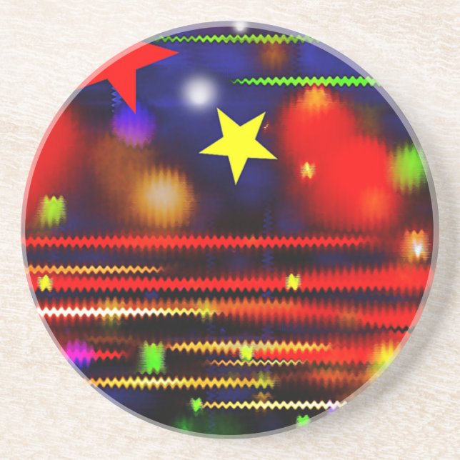 Colorful Racing Stars Drink Coaster (Front)