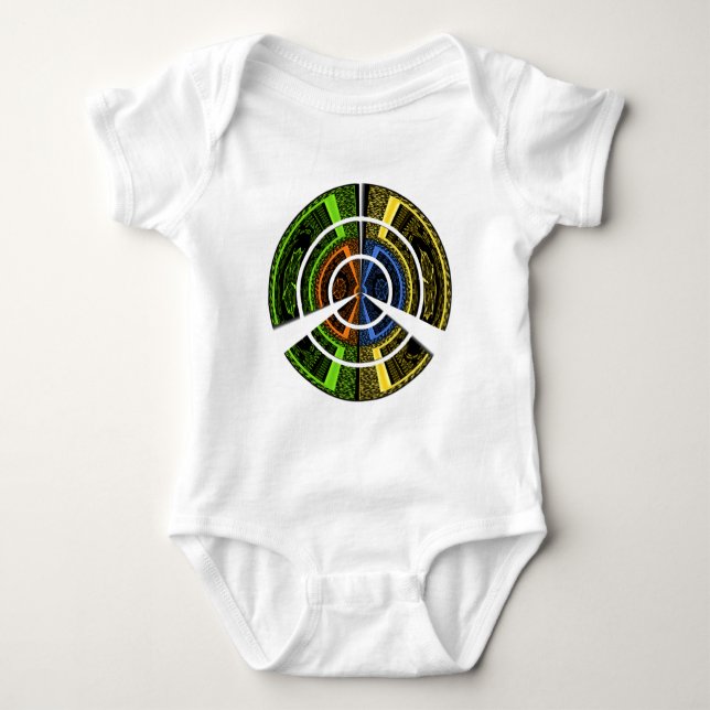 Colorful Radial Art Print Baby Bodysuit (Front)