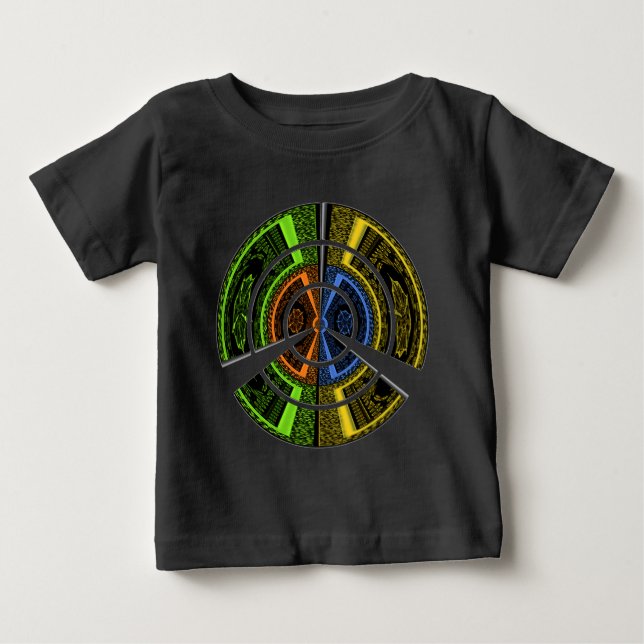 Colorful Radial Art Print Baby T-Shirt (Front)