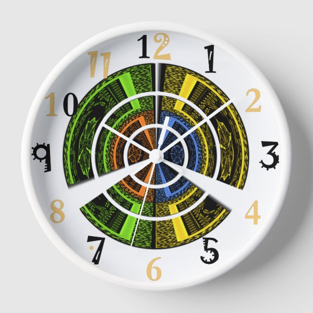 Colorful Radial Art Print Clock (Front)