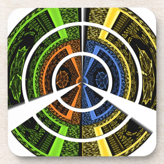 Colorful Radial Art Print Coaster (Front)