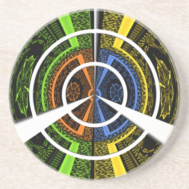 Colorful Radial Art Print Coaster (Front)