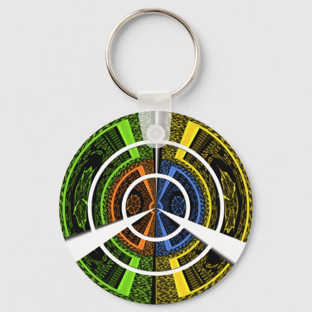 Colorful Radial Art Print Keychain (Front)