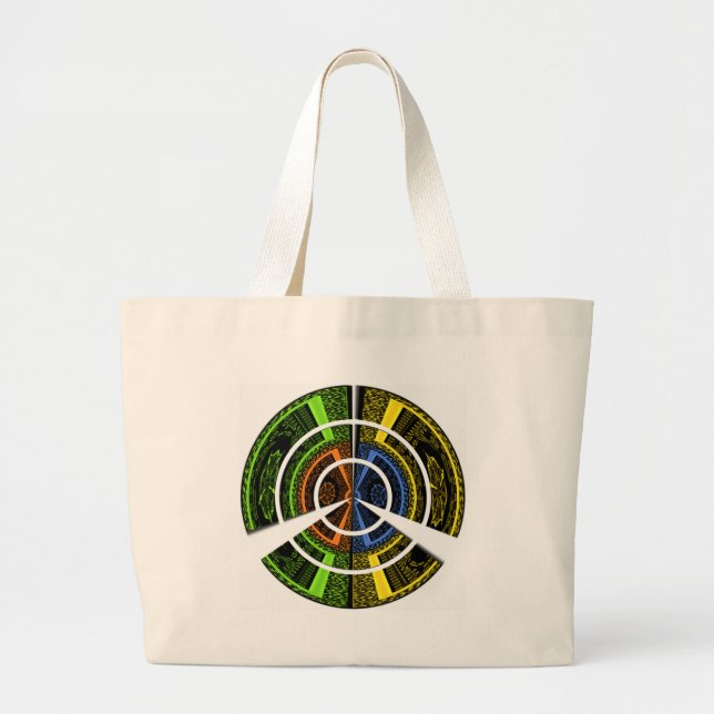 Colorful Radial Art Print Large Tote Bag (Front)
