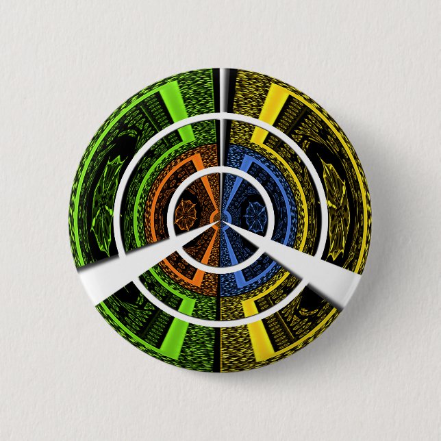 Colorful Radial Art Print Pinback Button (Front)
