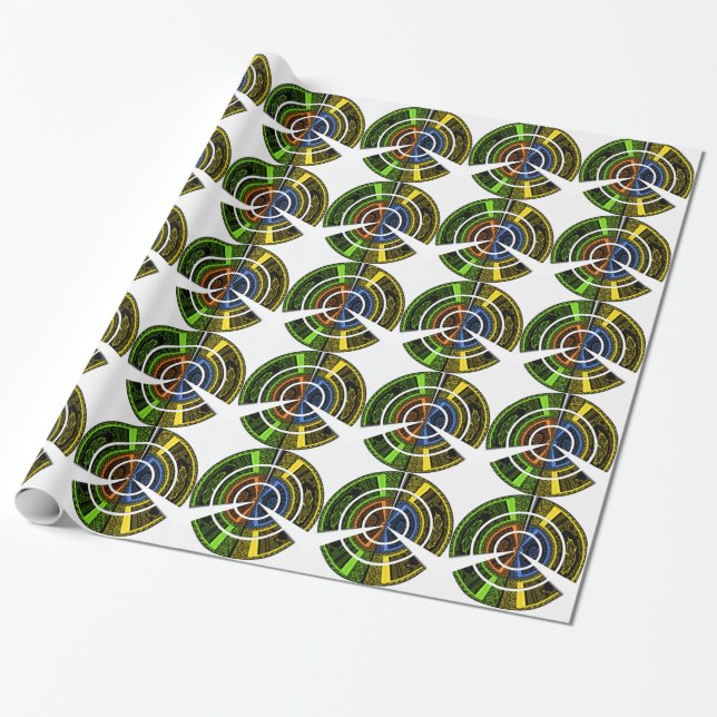 Colorful Radial Art Print Wrapping Paper (Unrolled)