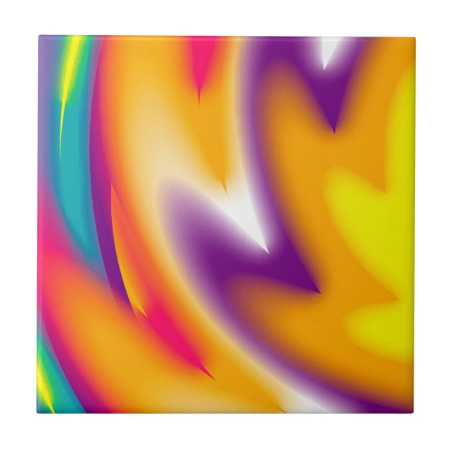 Colorful radial pattern ceramic tile (Front)