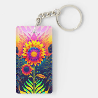 Colorful, Radiant Sunflowers Acrylic Keychain