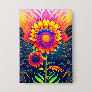 Colorful, Radiant Sunflowers Button