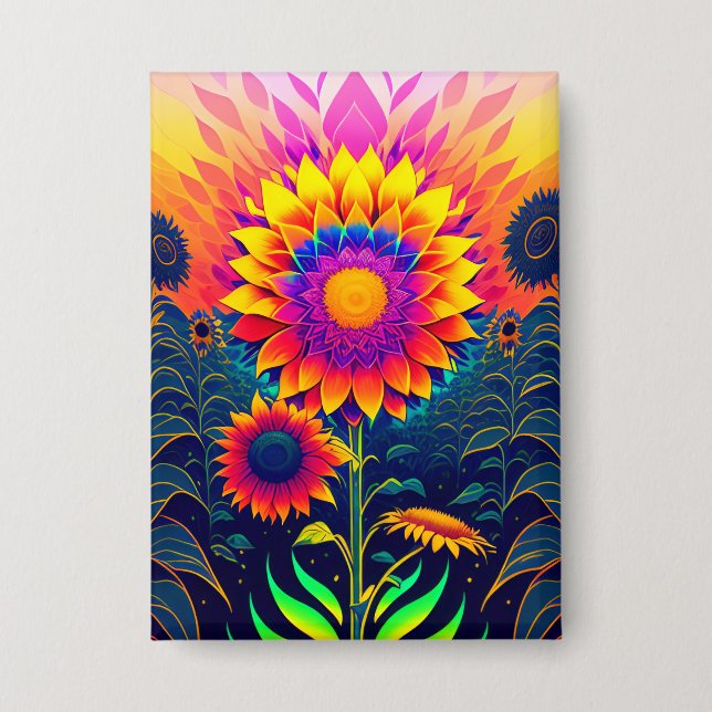 Colorful, Radiant Sunflowers Button (Front)