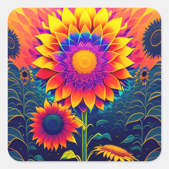 Colorful, Radiant Sunflowers Sticker (Front)