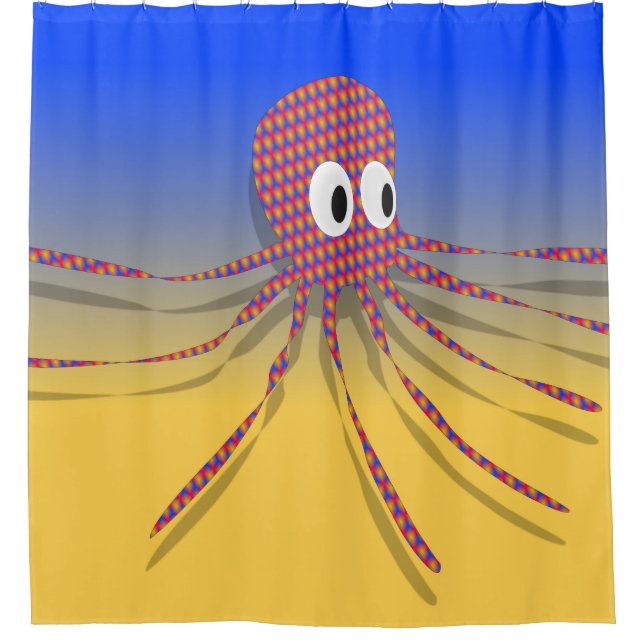 Colorful Rag Octopus Shower Curtain (Front)