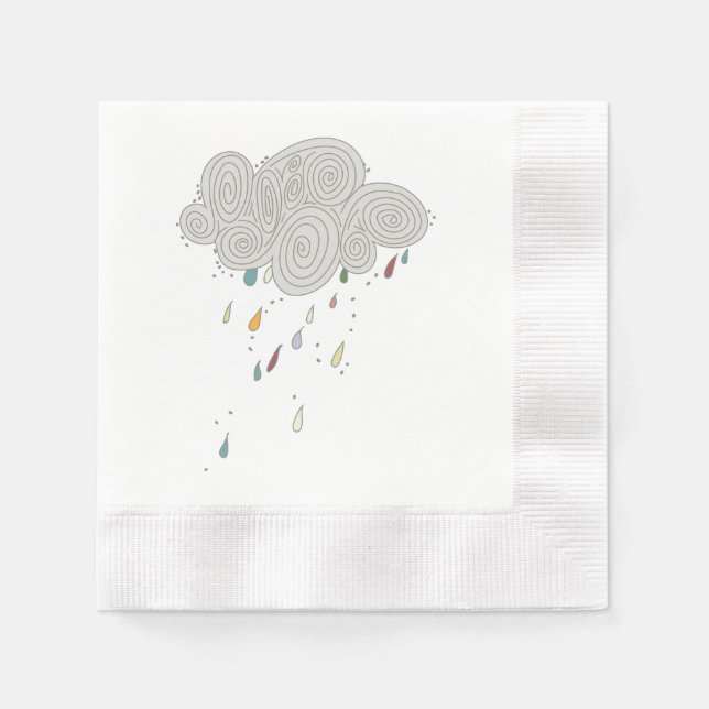 Colorful Rain Cloud Cocktail Paper Napkins (Front)