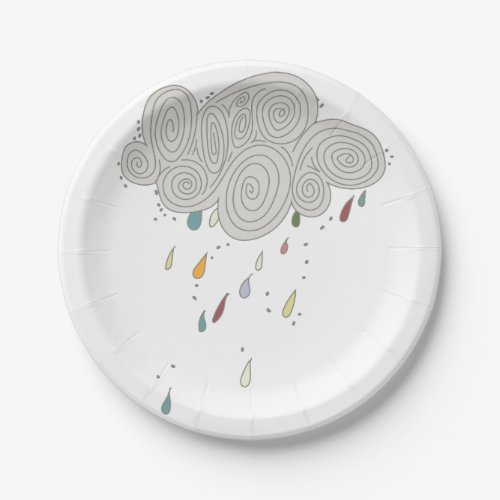 Colorful Rain Cloud Paper Plates