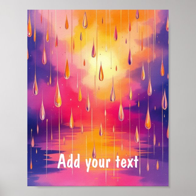 Colorful Rain Drops Nature Watercolor Poster (Front)