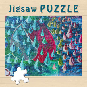 Colorful Rain Drops Painting on a Graffiti Wall -  Jigsaw Puzzle