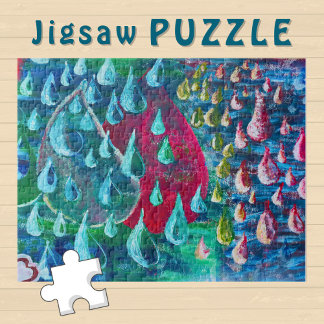 Colorful Rain Drops Painting on a Graffiti Wall - Jigsaw Puzzle